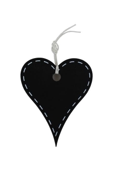 Herz aus Holz schwarz zum Beschriften, 7x8cm, inkl. rotem Gummiband (nicht wie abgebildet) 12 Stk.